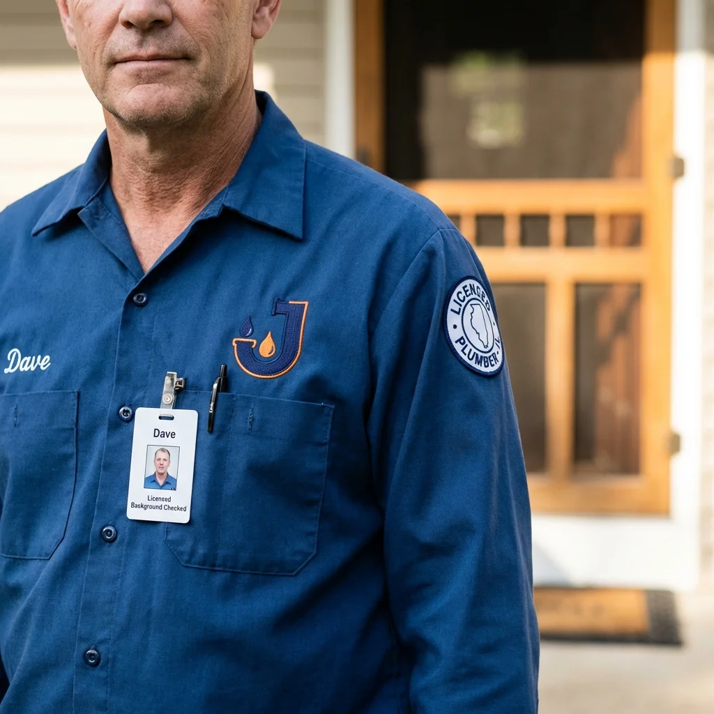 Licensed plumber showing ID badge in Kings Park, NY